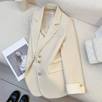 Spring Women's Blazer Slim Fit Office Jacket, Casual Chic Small Suit Coat For Women RedBlueBlackCreamGrey