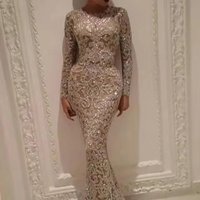 Gold Embossed Slim Fit Long Sleeve Sexy Evening Gown Spring New Arrival Women's Dress Ankle Length Round Neck Cross
