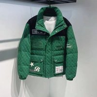 Vintage Embroidered Puffer Jacket Unisex Oversized Hooded Coat Streetwear, Polyester Fill, Sizes, Winter-Ready, Green & Black Options​