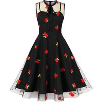 Women's Clothing supply mesh embroidery waist sleeveless Christmas palace swing mid length dress