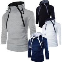 hot selling spring and autumn new fashion front double zipper cardigan contrast color hooded jacket size fleece hoodie