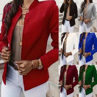 Women Blazer Suit Jacket Elegant Casual Slim Cardigan Tops Long Sleeve Stand Collar Business Office Jacket Trendy Short Coat