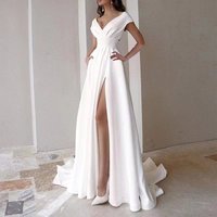 Versatile Wrap Neckline Maxi Dress V-Cut & Ruffled Hem For Office To Evening S-