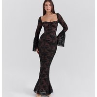 Women's Clothing New Trumpet Sleeve Sexy Lace Tube Top Long Skirt Fashionable Hot Girl Backpack Hip Dress