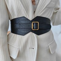 Vintage irregular black waistband decorative dress jacket alligator elastic elastic waist wrap female