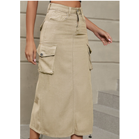 new denim work dress, casual midi skirt trend