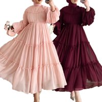 ​​Elegant Long Dress With Lace Belt Modest Flowy Maxi Dress For Women, Soft Solid Color & Feminine Details​​