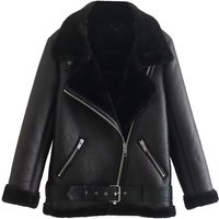 Women's Clothing autumn new women's urban leisure black double sided jacket coat fur leather jacket