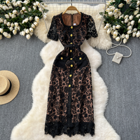 Women's Clothing High-end Lace Dress Spring And Summer New Design V-neck Slimming Elegant Celebrity Ladies Little Black Dress