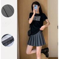 Women's Clothing Pleated skirt white short skirt high waist slim jk plaid large size a line skirt