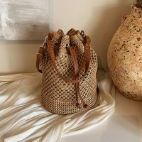 Weaving For Women New Fashion Bucket Summer Niche Versatile Grass Woven Bag, Beach Shoulder Crossbody Bag