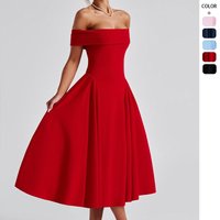 Women’s Clothing summer new fashion sexy one shoulder backless temperament elegant solid color tube top dress for women