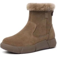 Womens Winter Snow Boots Ankle Fur Warm Shoes Lined Ladies Round Toe Side Zip Flat Warm Shoes