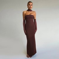 ​​Elegant Strapless Mermaid Dress With Waist Cer & Flowing Back Ribbons Sexy Backless Bodycon Maxi Dress For Evening Events​​