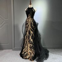 Women's Clothing New black evening dress high end slim temperament celebrity host halter neck fishtail skirt wedding toast dress