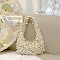 Women's Pearl-Embellished Shoulder Bag - Elegant & Versatile Crossbody Purse With Crystal Beadwork Small Designer Handbag For Daily Use​​