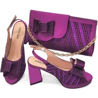 Women's Shoes Shoe And Bag Set Combination: Fish Mouth High Heels With Square Clutch soft + Rhinestone Flower