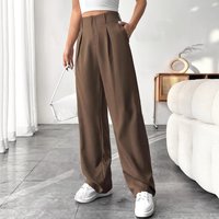 Women's High Waist Wide Leg Dress Pants - Office & Casual Trousers With Flowy Drape In CoffeeBlackLight GrayChocolate