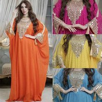 ​​Elegant Chiffon Abaya Dress Plus Size Flowing Maxi With Dripping Embellishments​​