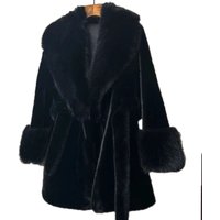Women's Clothing fur collar long slim coat environmentally friendly plush coat high end fashion version