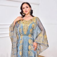 MT Moroccan Muslim Kaftan Embroidered Sequin Evening Two-Piece Set Dress