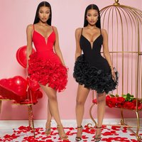 Women's Clothing new fashion sexy sling solid color leaf lace irregular dress short skirt