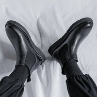 Ankle Boots Leather Western Chic Stiletto Parties Outdoor Footgear Footwear Heel Flat Round Toe Slip