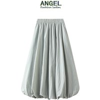 New High Waist Slimming Flower Bud Skirt Lantern Skirt Half Skirt Mid-Length A-Line Skirt Female