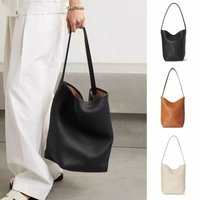 The Bucket Row Genuine Large Capacity Bag Soft Leather High-end Commuter Tote Women's Shoulder Handbag