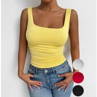 Summer Essential Sleeveless Crop Top For Women - Stretchy Square Neck Ribbed Vest