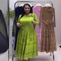 Women's Clothing Plus Size Clothes Modern Asymmetrical Neckline Dress Elegant Pleated Skirt With Full Hem In Dark BlueCamelPinkishMatchaBlack