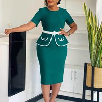 Women's Clothing Plus Size Fashionable Elegant Bodycon Dress Short Sleeved OL Style Tongle Africa Elastic