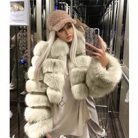 Women's Lapel Imitation Fur Coat Imitation Fox Fur Long Sleeve Patchwork Coat