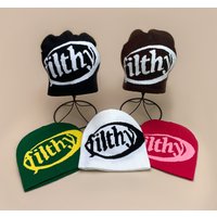 Retro Filthy Letter Beanie - Unisex Knit Hat For Hip-Hop & Street Style - Warm & Stylish In Color Options -