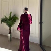 Modest Evening DressFormal Dress Women Elegant Retro Long Sleeve Maxi Dress– High Waist, Puff Sleeve, Wrap Hem Vintage-InspiredBlack, Burgundy​