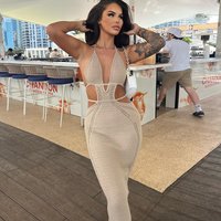 ins style hot-selling sexy street style pure desire halter neck wrap chest hollow splicing lace-up dress for women