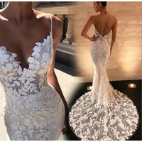 women's Wedding dress summer new one-shoulder foreign trade wedding dress large skirt leaking back lace foreign trade tail wedding dress