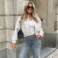 Soft & Stylish Oversized Bomber Jacket For Women - Lightweight FallWinter Coat With Stand Collar, Button Detail Grey, Beige, Black