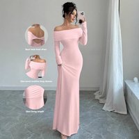 Women's Clothing One Shoulder Pleated Tight Fitting Fashionable And Elegant Hip Wrapped Long Evening Dress