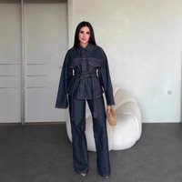 "Women's Casual Long Sleeve Loose Dress Set - Comfortable & Stylish Two-Piece Outfit For Fall, Cotton-Polyester Blend, Solid Color, Plus Size Options