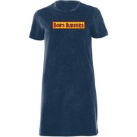Bob's Burgers Block Logo Women's Shirt Dress - Navy Acid Wash - X - Navy Acid Wash