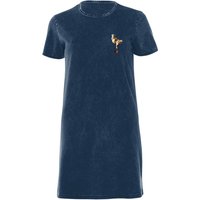 Ice Age Scrat Pocket Women's Shirt Dress - Navy Acid Wash - X - Navy Acid Wash