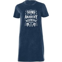Sons of Anarchy Redwood Original Women's Shirt Dress - Navy Acid Wash - X - Navy Acid Wash