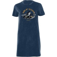 Sons of Anarchy Reaper Illustration Women's Shirt Dress - Navy Acid Wash - X - Navy Acid Wash