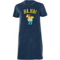 The Simpsons Nelson Ha Ha Women's Shirt Dress - Navy Acid Wash - X - Navy Acid Wash