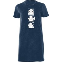 Pokemon Generation Monochrome Starters Women's Shirt Dress - Navy Acid Wash