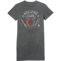 Stranger Things Hellfire Club Vintage Women's Shirt Dress - Black Acid Wash - - Black Acid Wash