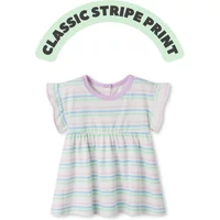 Baby Girl Ruffle-Sleeve Stripe Jersey Dress