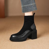 CHIKO Cosette Round Toe Block Heels Ankle Boots