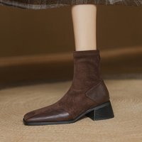 CHIKO Daveen Square Toe Block Heels Ankle Boots